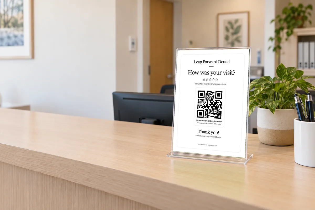 A review poster on a front desk